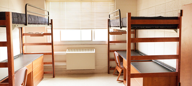 Photo of empty dorm room