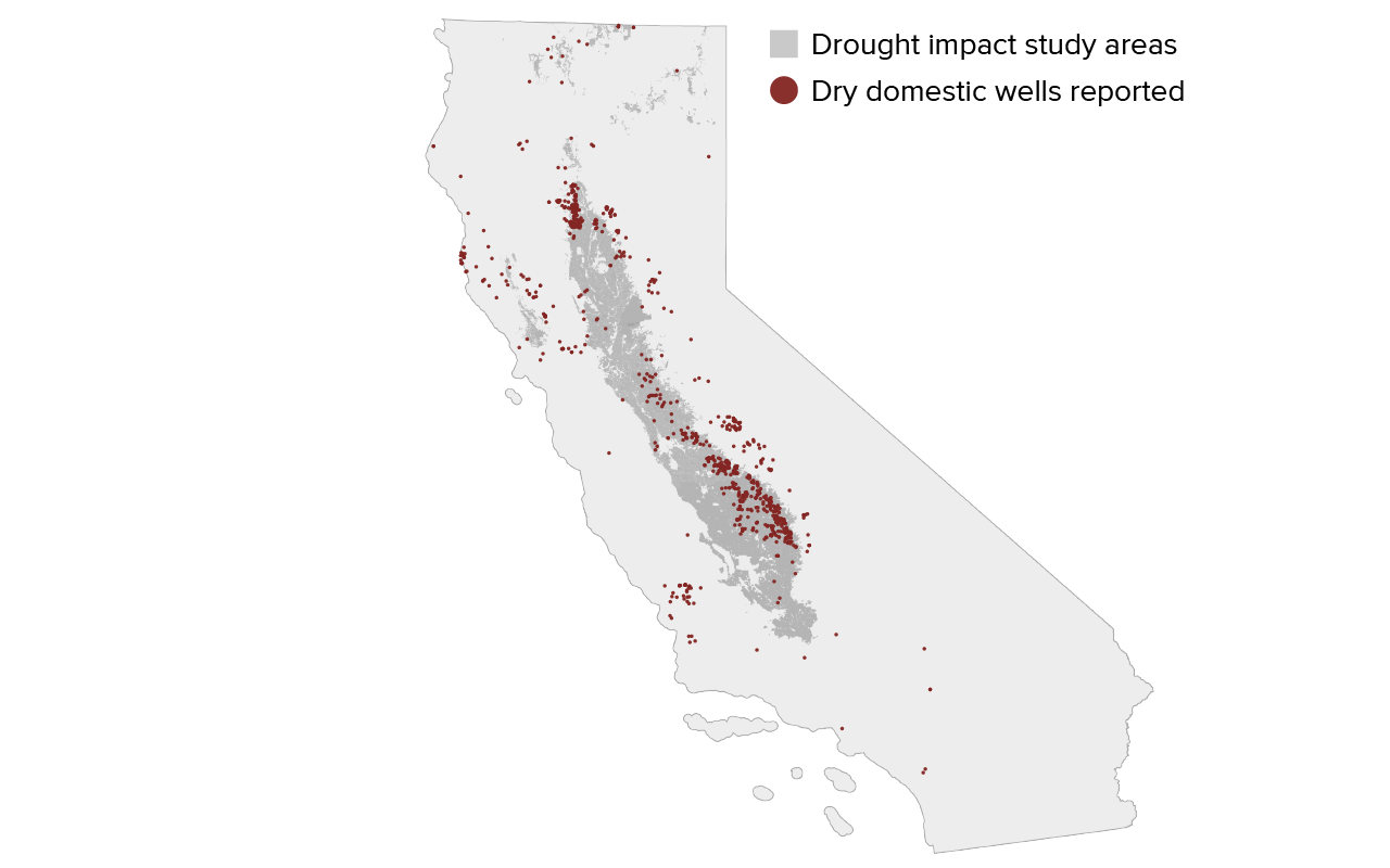 figure - Around 1,000 domestic wells were reported dry during 2021, most of them in the Central Valley
