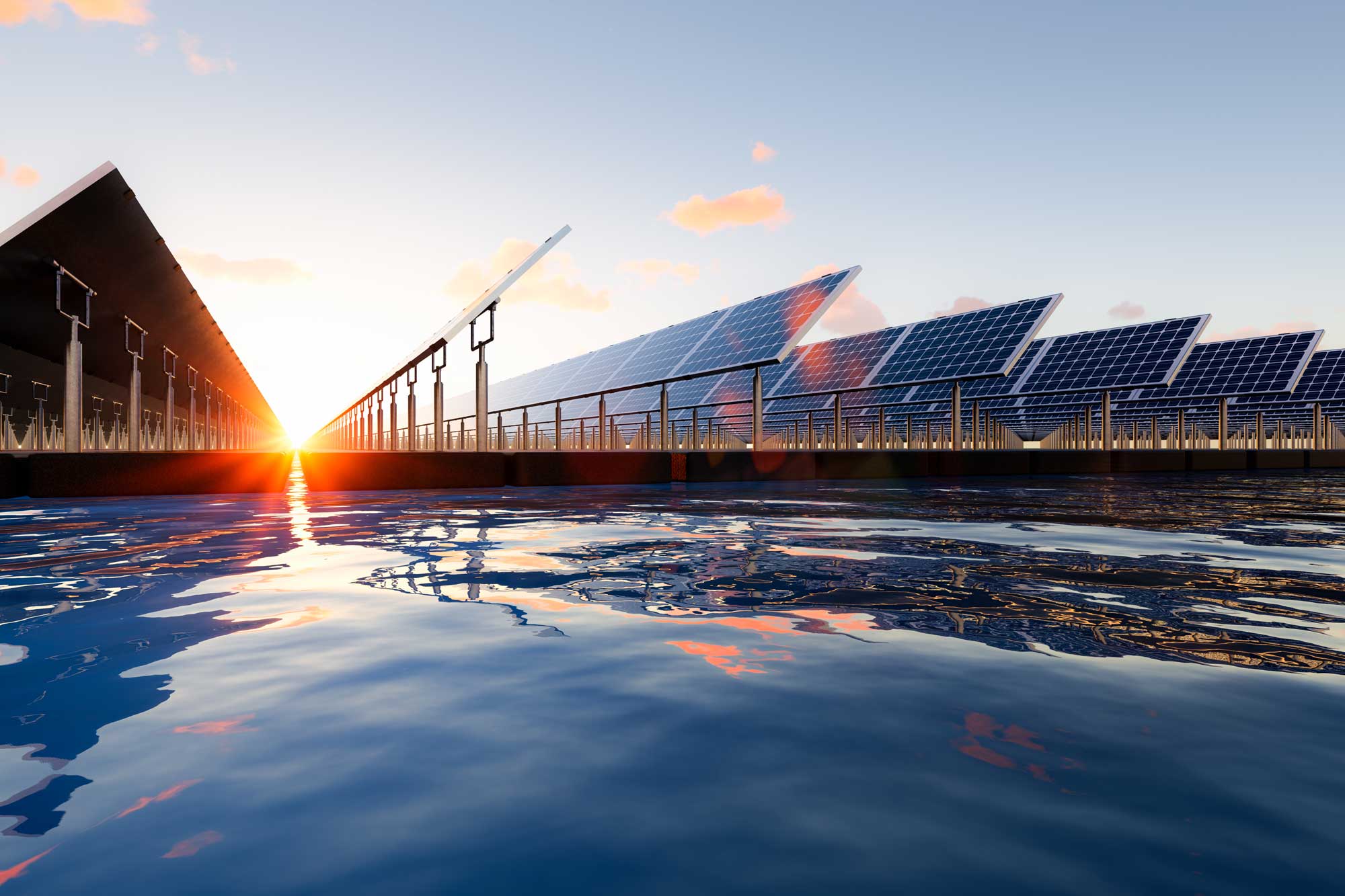 photo - Floating Solar Farm with Sun and Sky