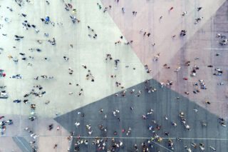 photo - High Angle View of People on the Street in Segments