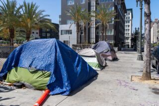 photo - Homeless Tents Along the Roadside in Downtown Los Angeles