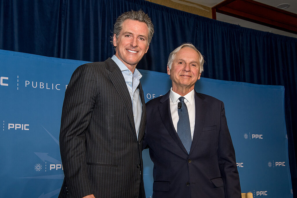 Photo of Governor Gavin Newsom and Mark Baldassare