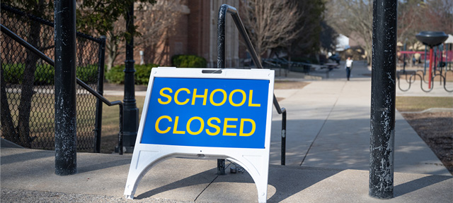 Photo of a school closed sign