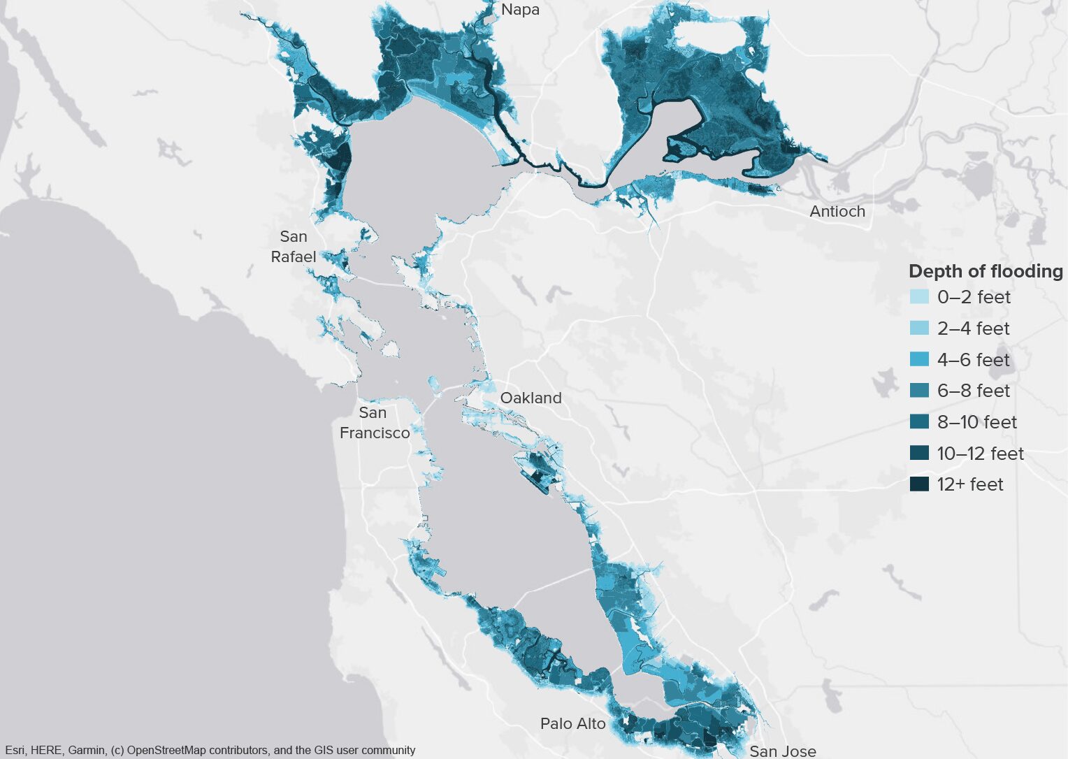 figure - Coastal flooding in the Bay Area could be widespread with 3 feet of sea level rise