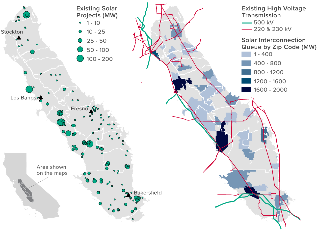 figure - Existing and planned solar projects in the San Joaquin Valley are shaped by existing transmission infrastructure