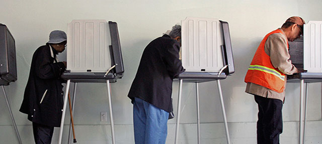 photo - Three Voters at Polling Booths