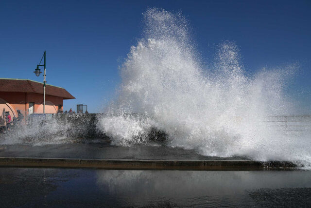 photo - Wave Crashing Against Pacifica Pier